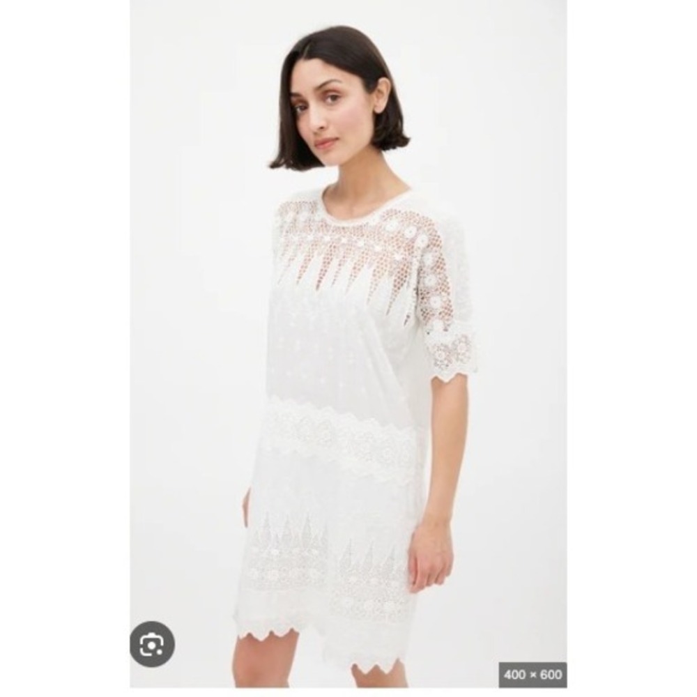 Ulla Johnson Viola White Cotton Lace Embroidered Crew Neck Mini Dress Size S 4 - Picture 16 of 16